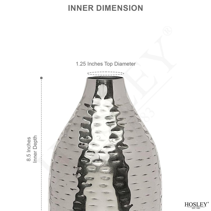 Hosley's 8.75" High Silver Finish Hammered Metal Vase. Ideal Gift for Floral Arrangements Weddings, Special Events, Aromatherapy,Spa, Reiki, Meditation O4 - Image 2